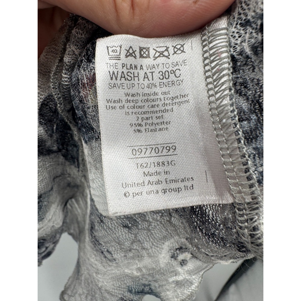 Per Una Gray Velvet Gauze Mesh Top 18 Italy Scoop Neck Stretch Mixed Media Boho - Picture 9 of 13